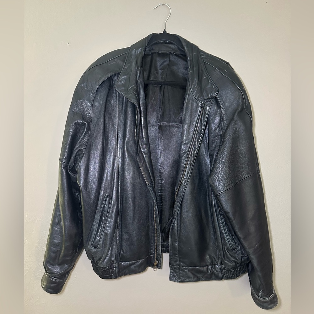 vintage tannery west leather bomber jacket - unisex